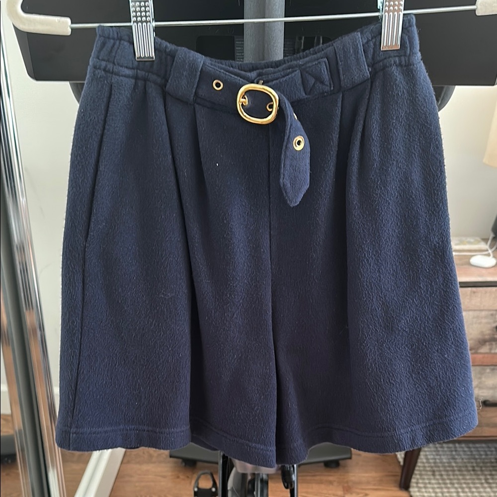 St. John Navy Women's Shorts with Gold Buckle